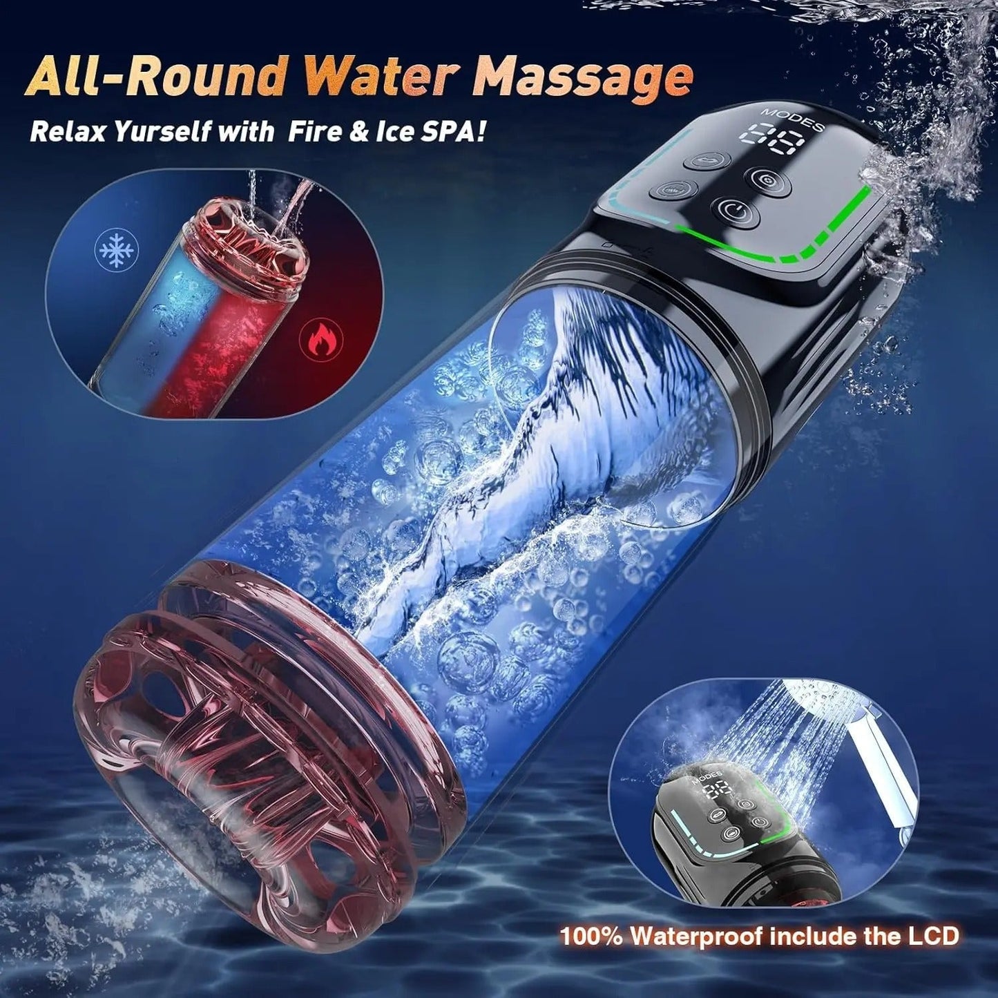 Fire & Ice Smart Male Pleasure Device – Cold & Heat Sensation, 11-in-1 Ultimate Stimulation with Suction, Licking, Rotation, Thrusting & Vibration