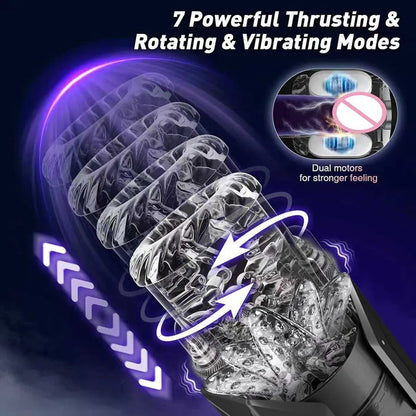 Fire & Ice Smart Male Pleasure Device – Cold & Heat Sensation, 11-in-1 Ultimate Stimulation with Suction, Licking, Rotation, Thrusting & Vibration