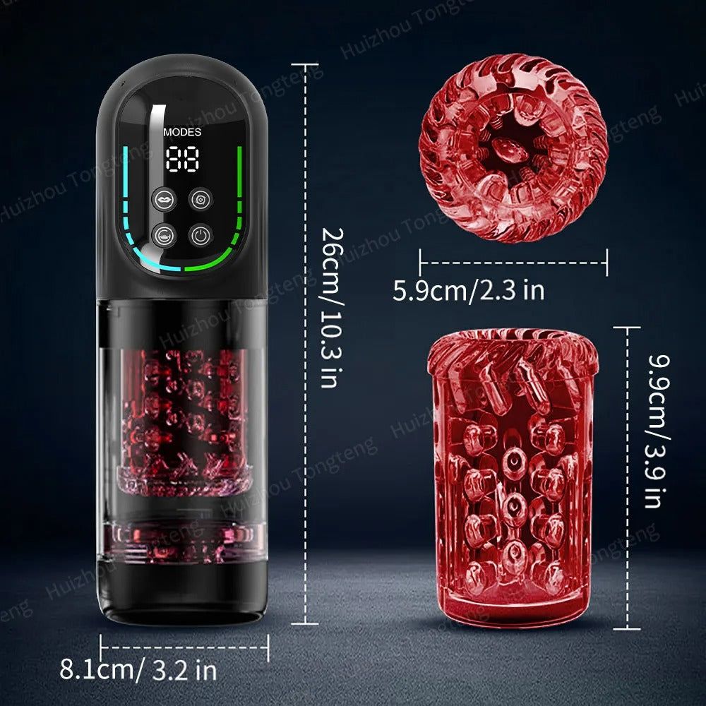 Fire & Ice Smart Male Pleasure Device – Cold & Heat Sensation, 11-in-1 Ultimate Stimulation with Suction, Licking, Rotation, Thrusting & Vibration