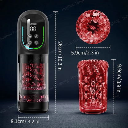 Fire & Ice Smart Male Pleasure Device – Cold & Heat Sensation, 11-in-1 Ultimate Stimulation with Suction, Licking, Rotation, Thrusting & Vibration